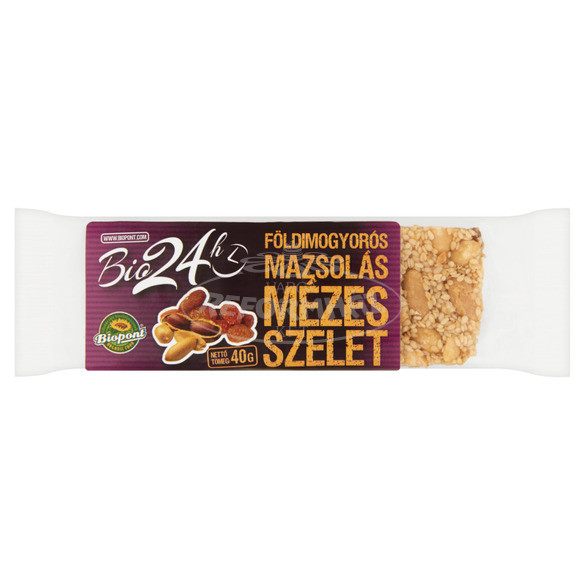 Biopont bio mézes földimogyoró-mazsola szelet 40g