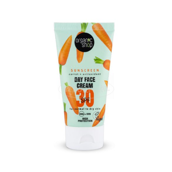 Organic Shop SPF30 fényvédő arckrém sárgarépával 50ml