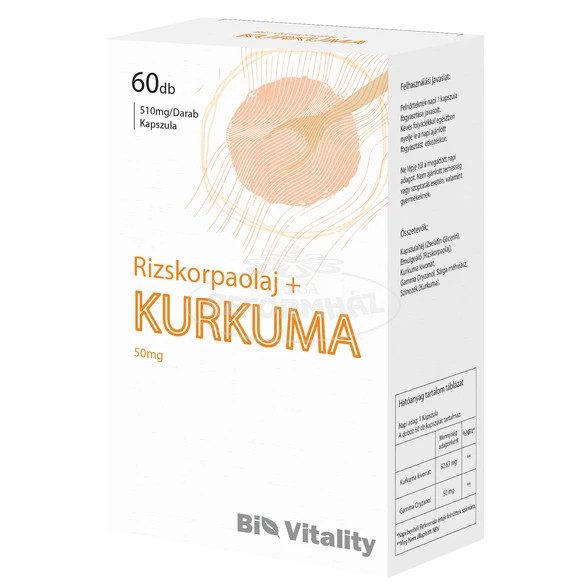 Bio Vitality Rizskorpaolaj + Kurkuma 50mg 60x 60db